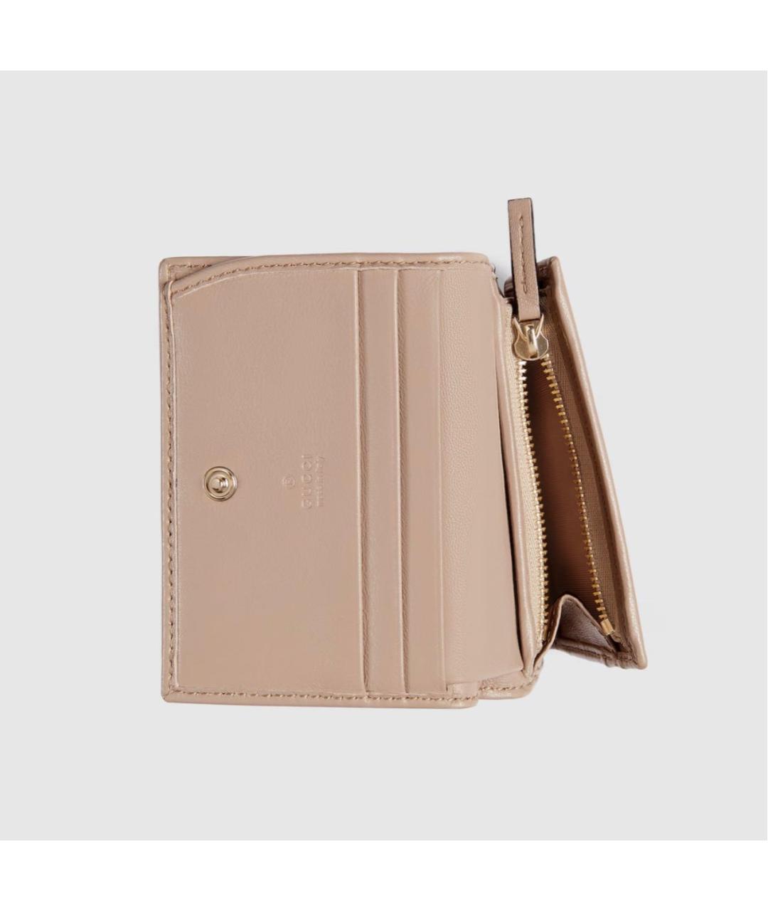 GUCCI Бежевый кожаный кошелек, фото 6