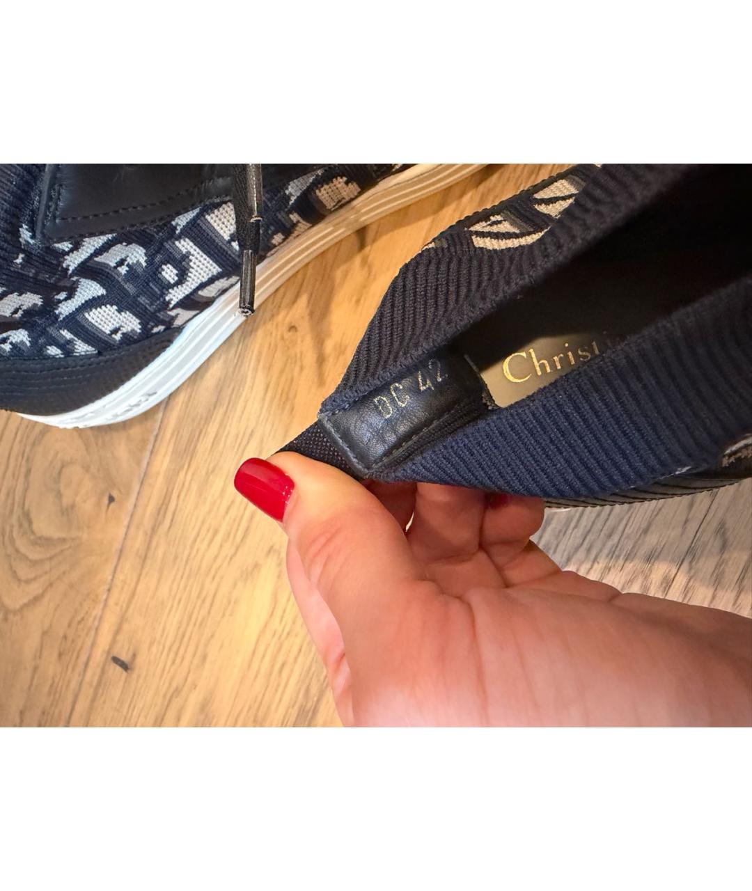 CHRISTIAN DIOR Темно-синие текстильные высокие кроссовки / кеды, фото 4