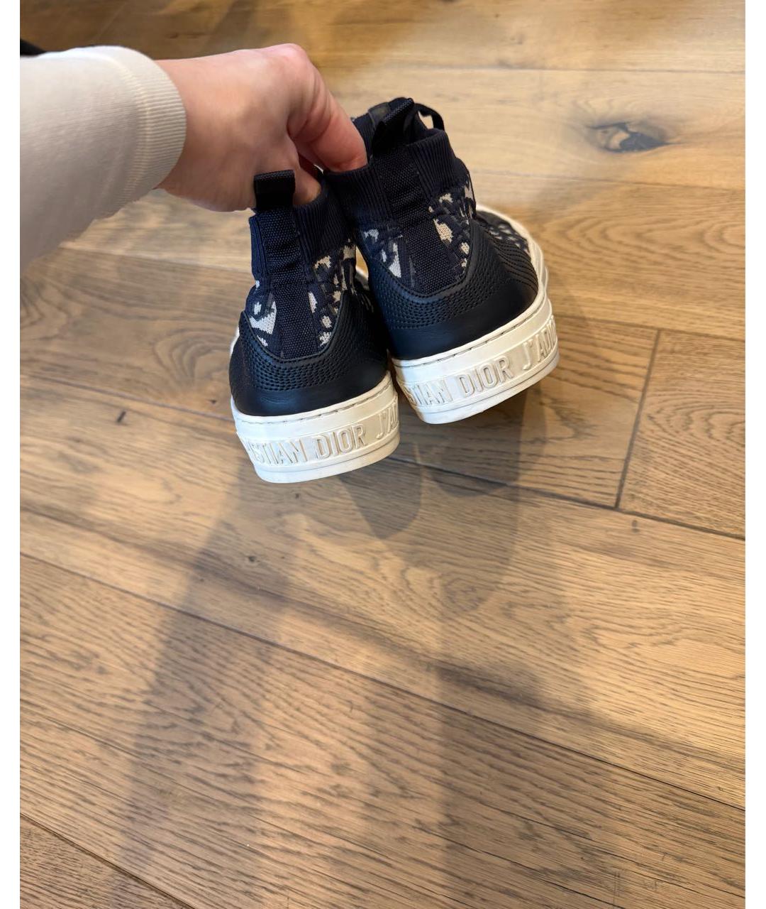 CHRISTIAN DIOR Темно-синие текстильные высокие кроссовки / кеды, фото 7