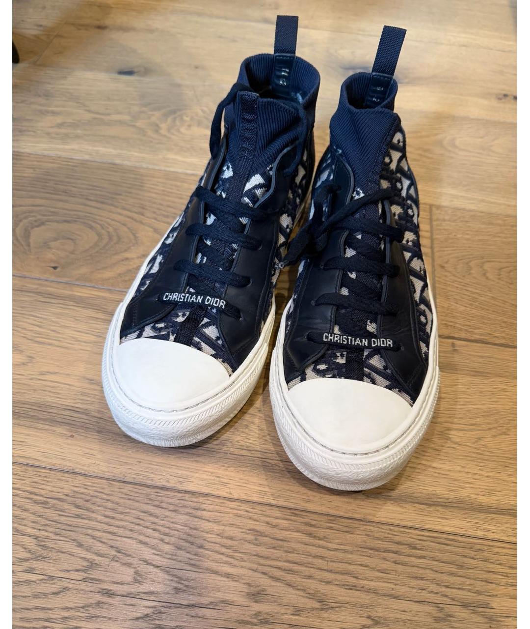 CHRISTIAN DIOR Темно-синие текстильные высокие кроссовки / кеды, фото 2