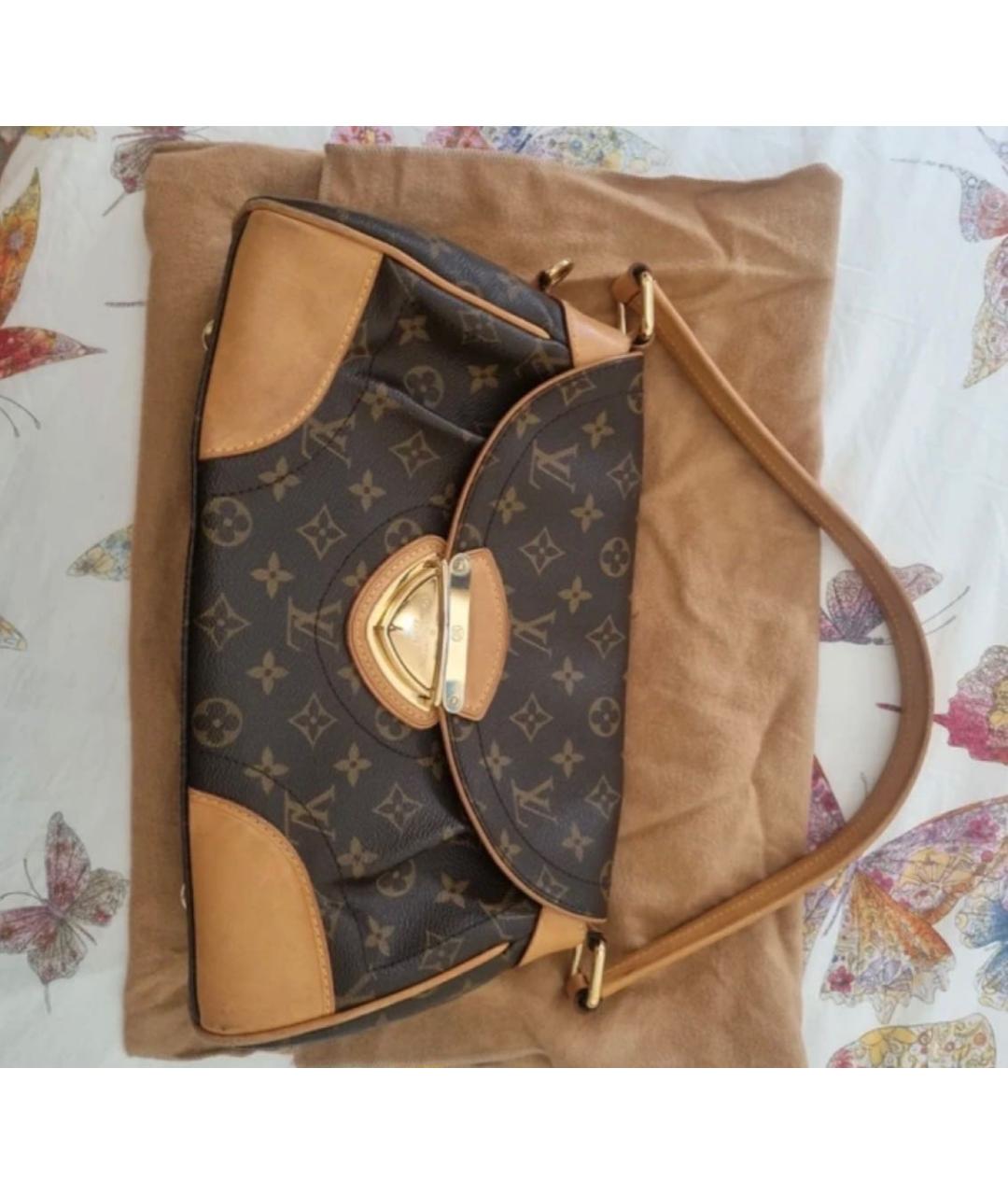 LOUIS VUITTON Коричневая кожаная сумка с короткими ручками, фото 5