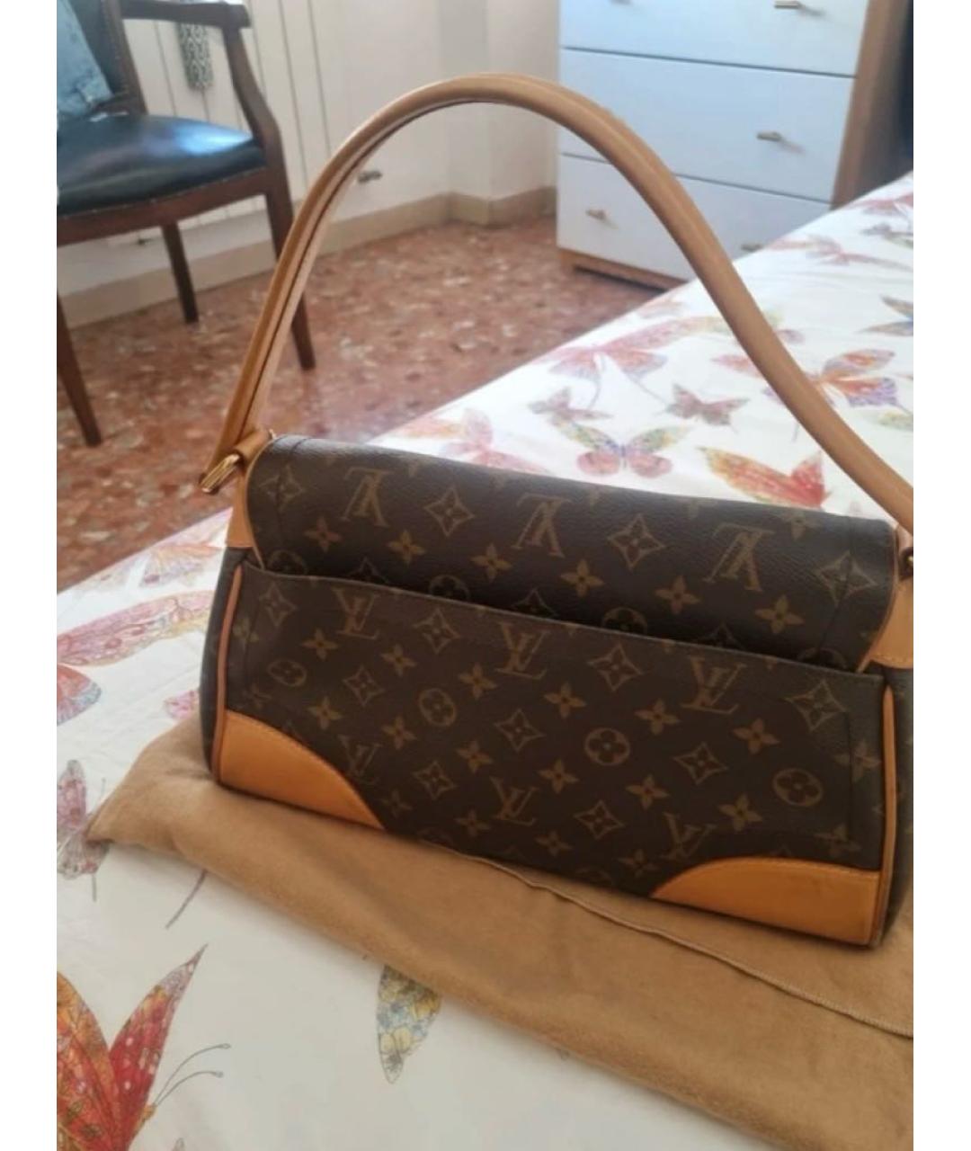 LOUIS VUITTON Коричневая кожаная сумка с короткими ручками, фото 3