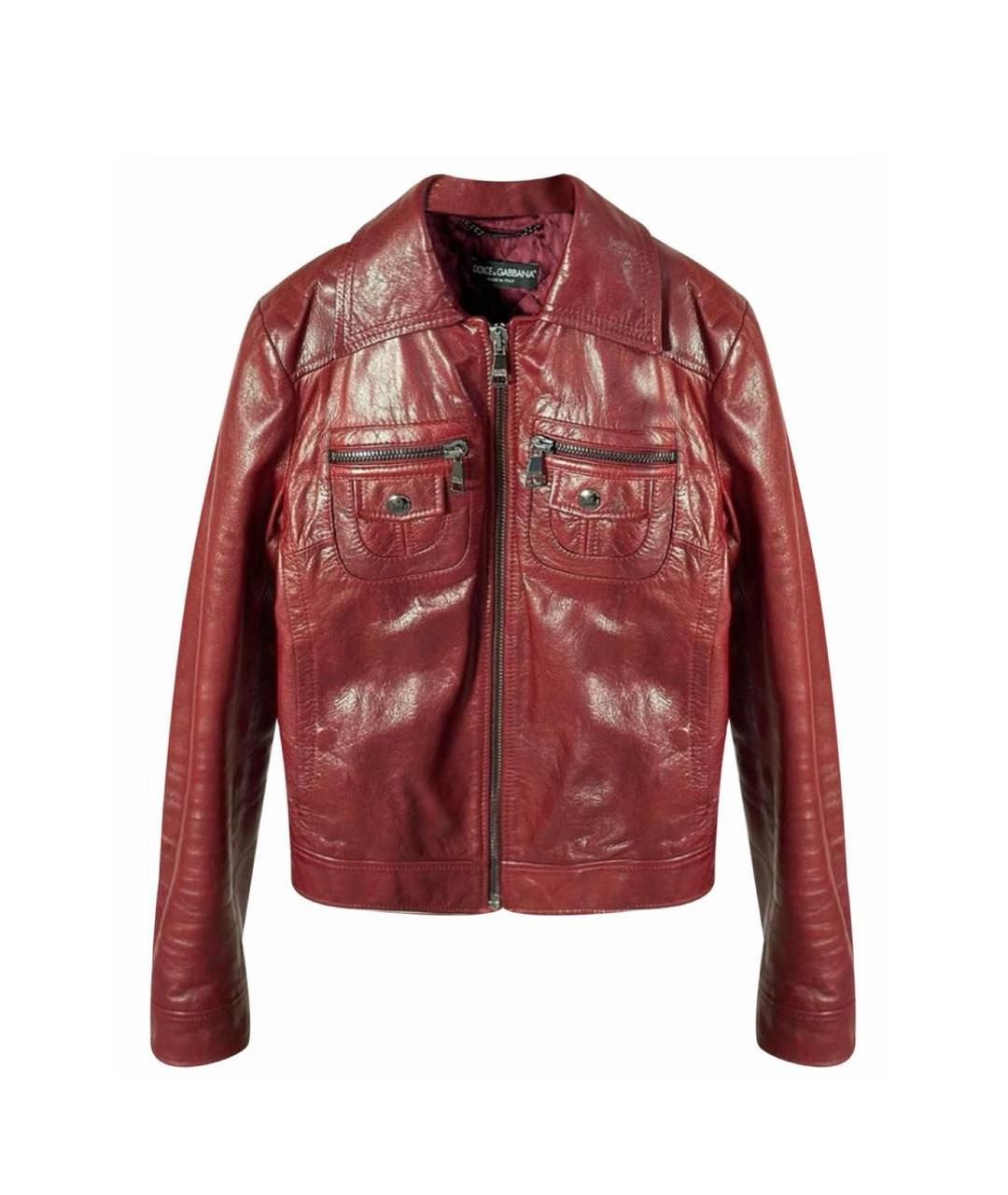 DOLCE&GABBANA Бордовая кожаная куртка, фото 5