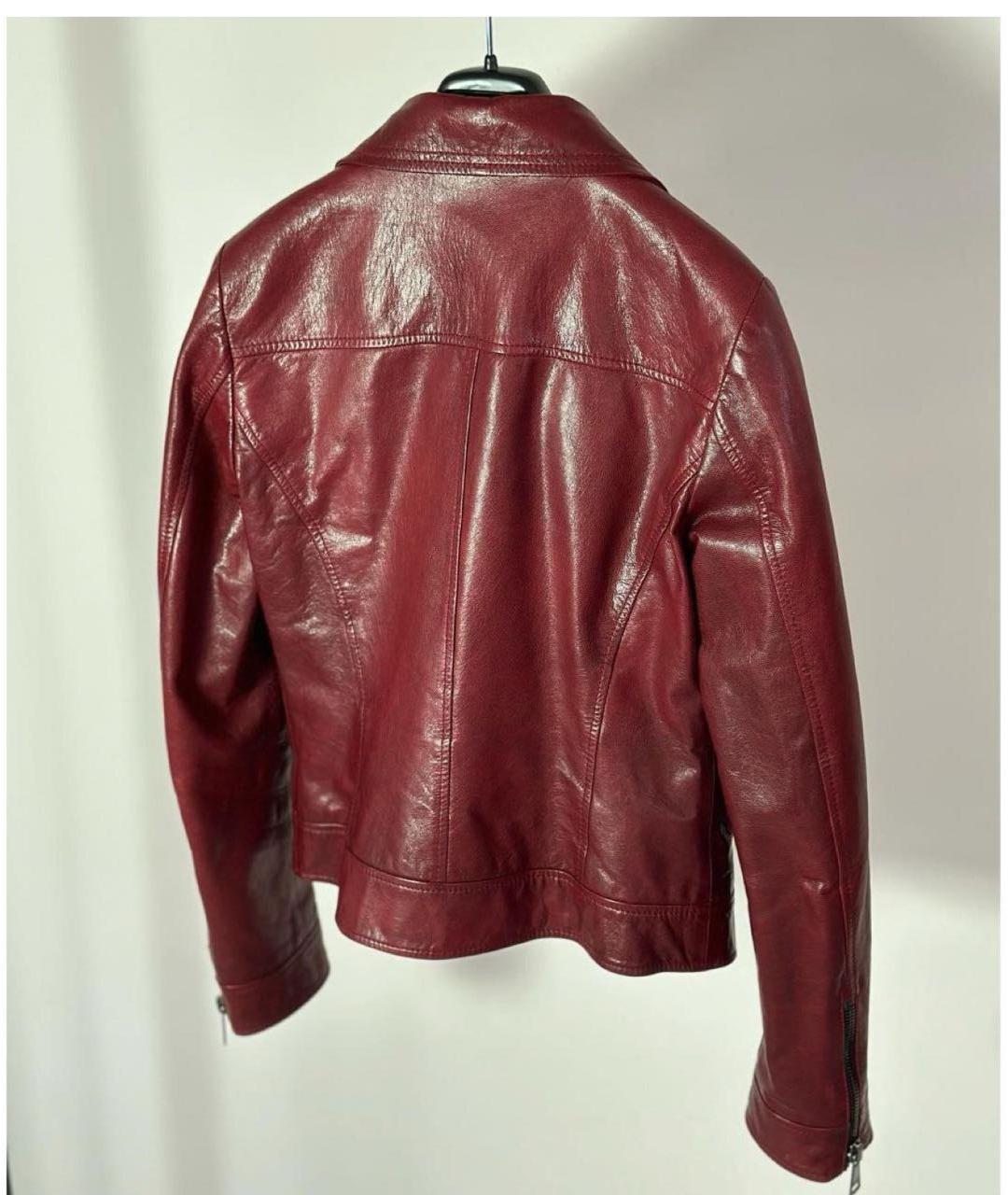 DOLCE&GABBANA Бордовая кожаная куртка, фото 2