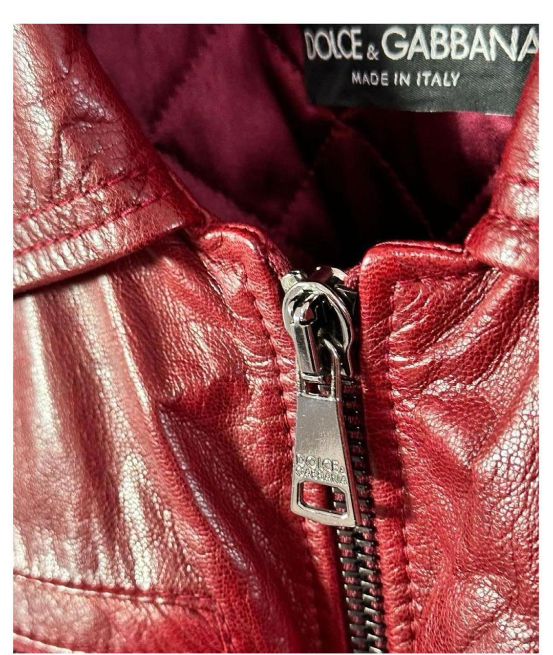 DOLCE&GABBANA Бордовая кожаная куртка, фото 4