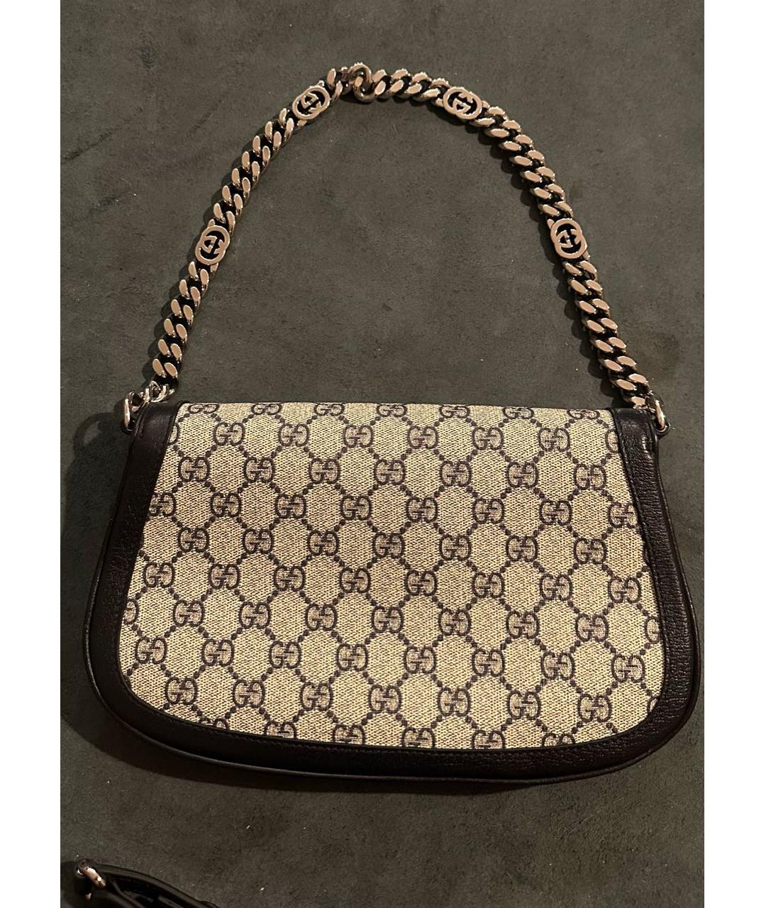 GUCCI Серая кожаная сумка через плечо, фото 3