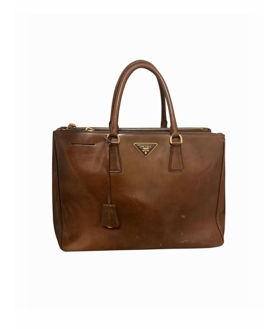 PRADA Коричневая кожаная сумка с короткими ручками, фото 9