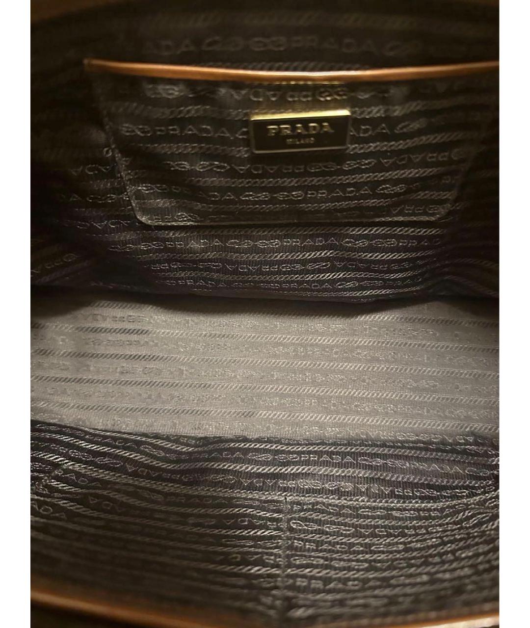 PRADA Коричневая кожаная сумка с короткими ручками, фото 8