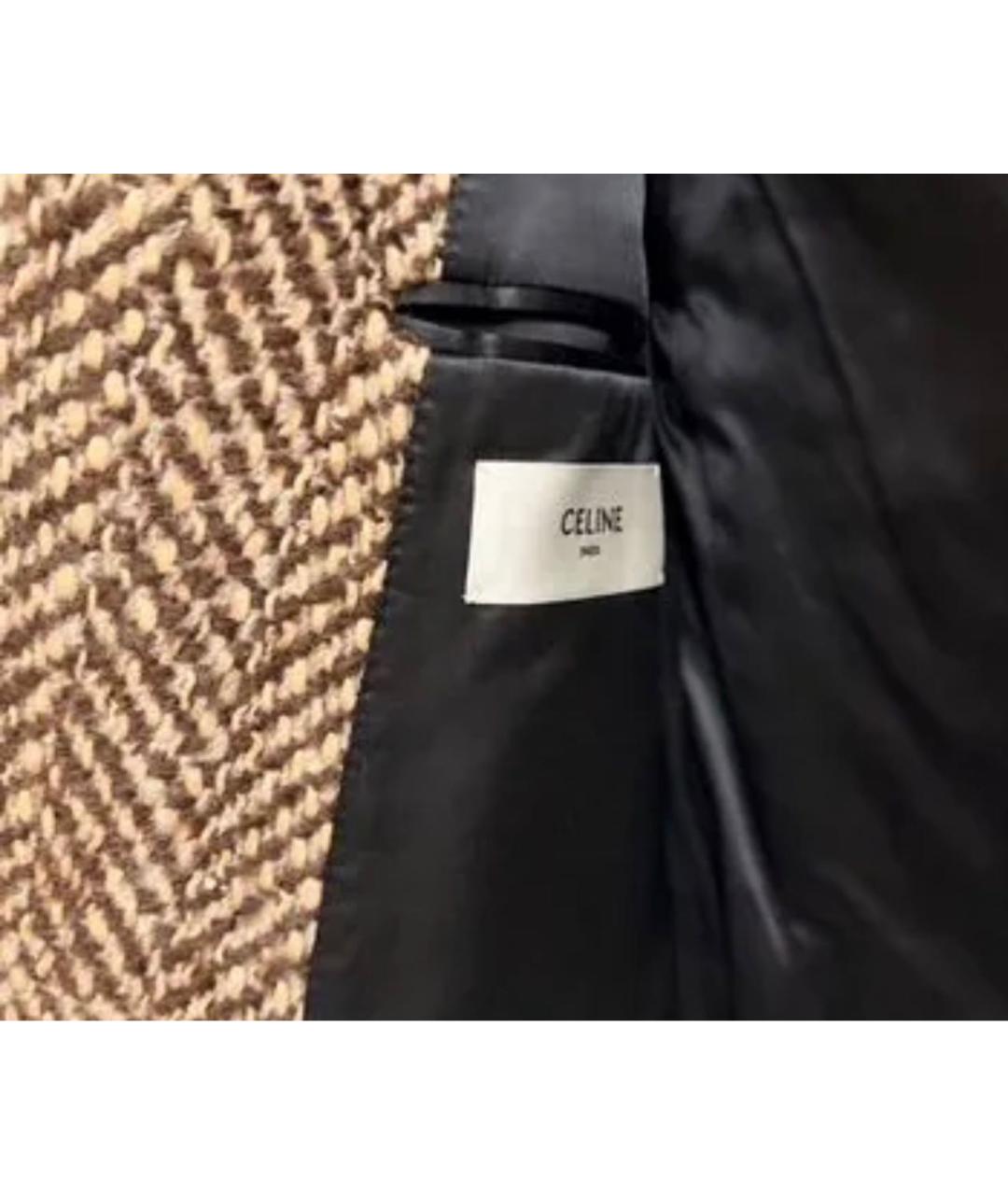 CELINE Коричневое шерстяное пальто, фото 3