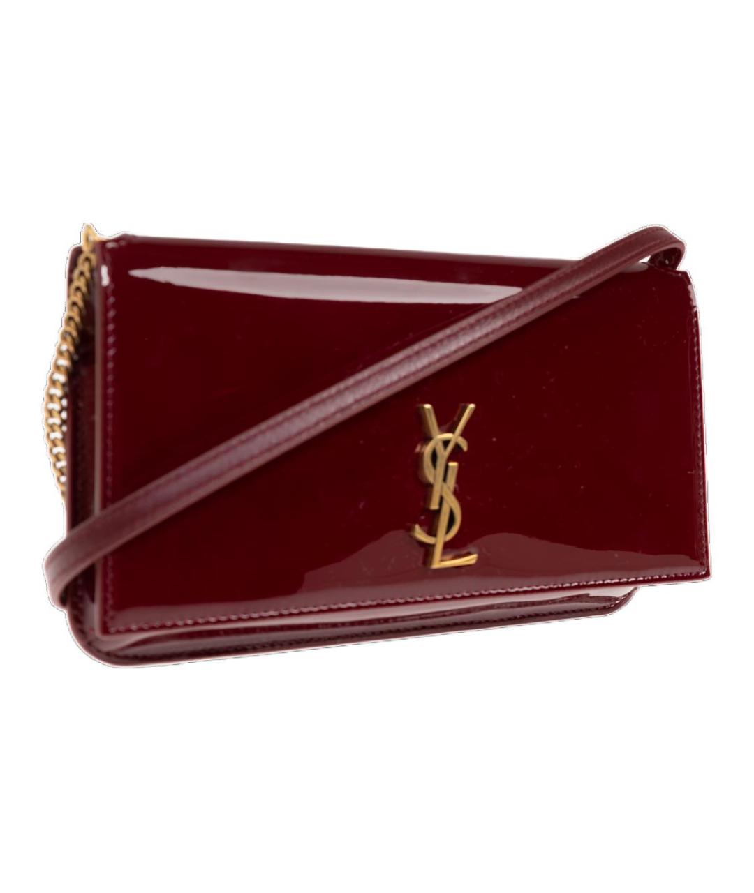 SAINT LAURENT Красная кожаная сумка через плечо, фото 2