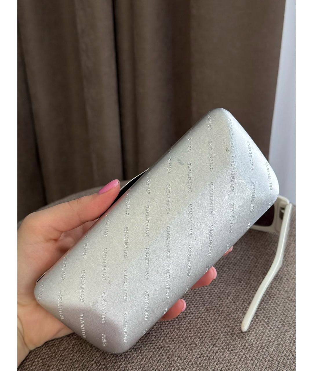 BALENCIAGA Белые пластиковые солнцезащитные очки, фото 4