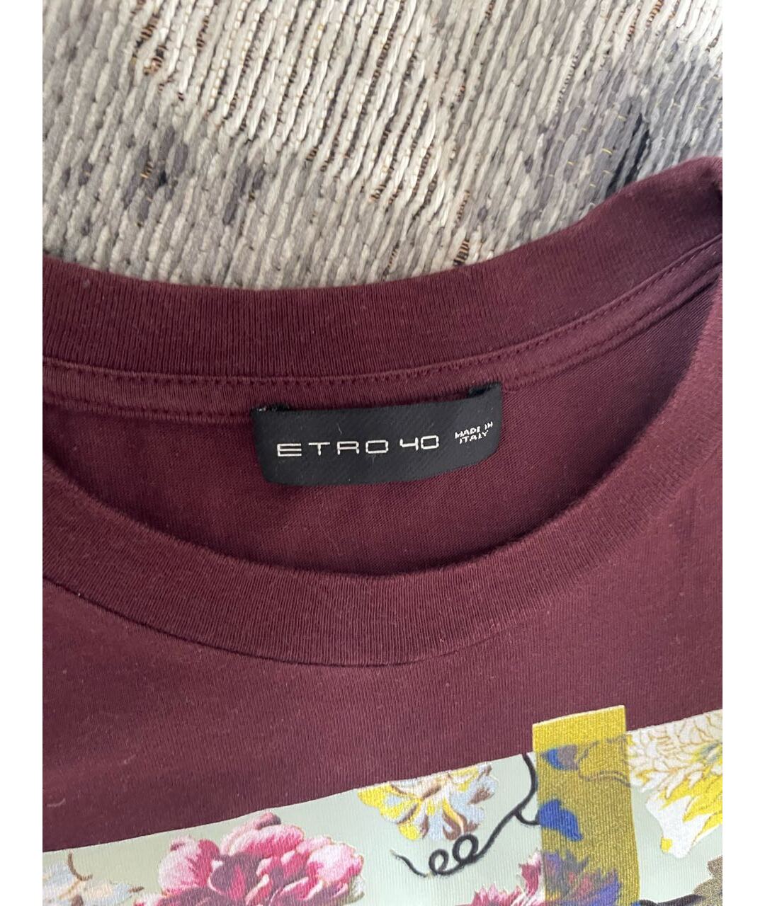 ETRO Бордовая хлопковая футболка, фото 3
