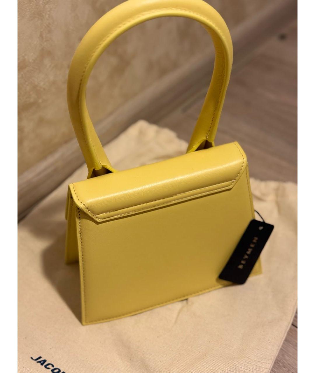 JACQUEMUS Желтая кожаная сумка с короткими ручками, фото 3