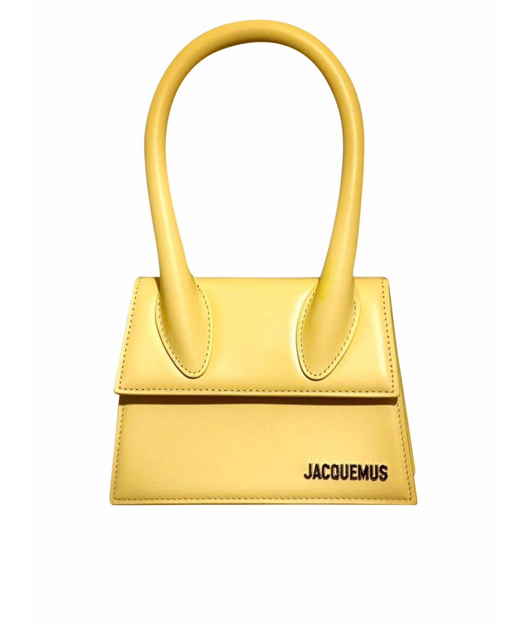 JACQUEMUS Желтая кожаная сумка с короткими ручками, фото 1