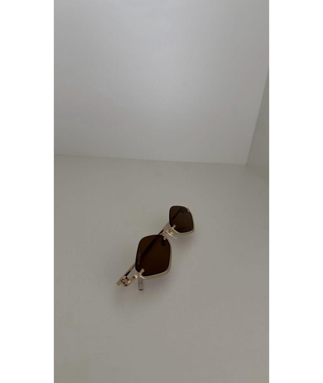 GUCCI Коричневые металлические солнцезащитные очки, фото 2