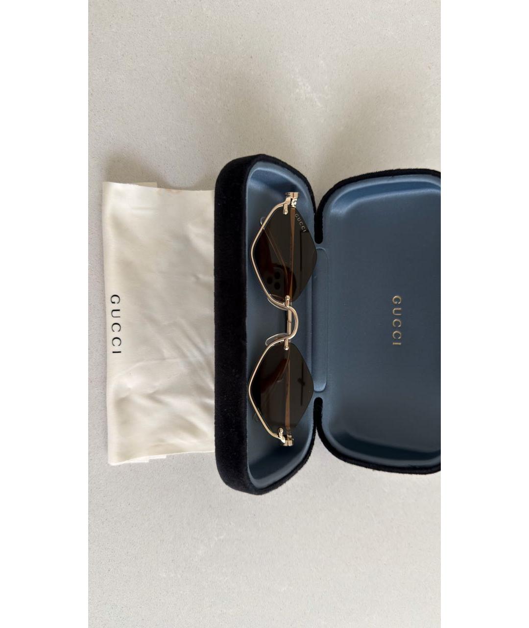 GUCCI Коричневые металлические солнцезащитные очки, фото 7