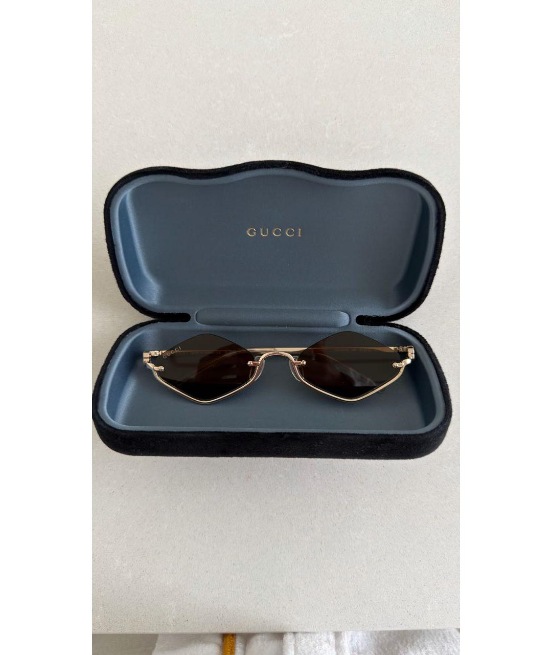 GUCCI Коричневые металлические солнцезащитные очки, фото 4