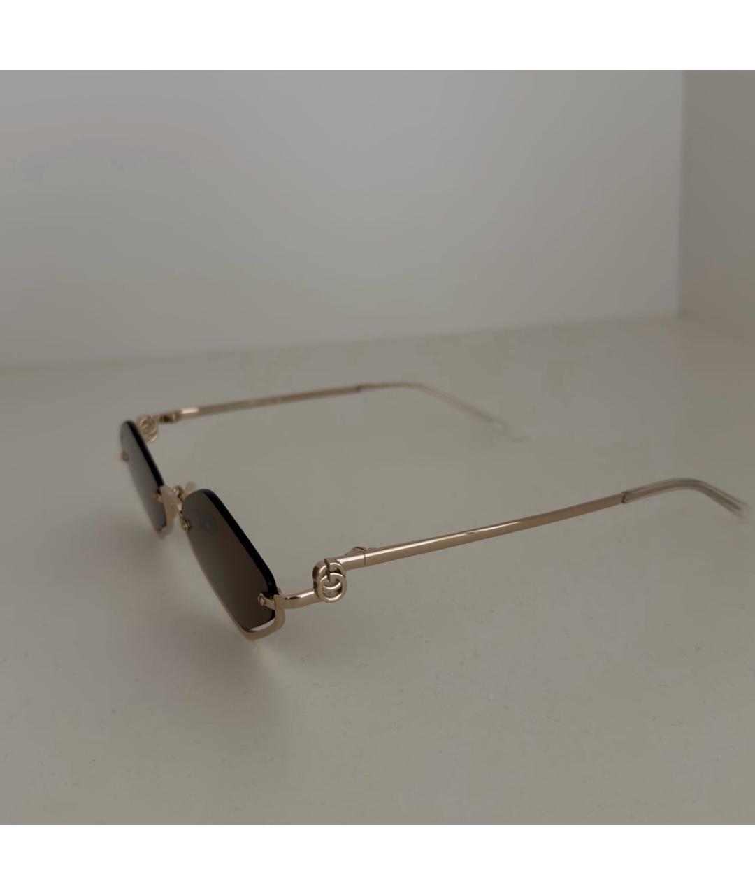 GUCCI Коричневые металлические солнцезащитные очки, фото 5
