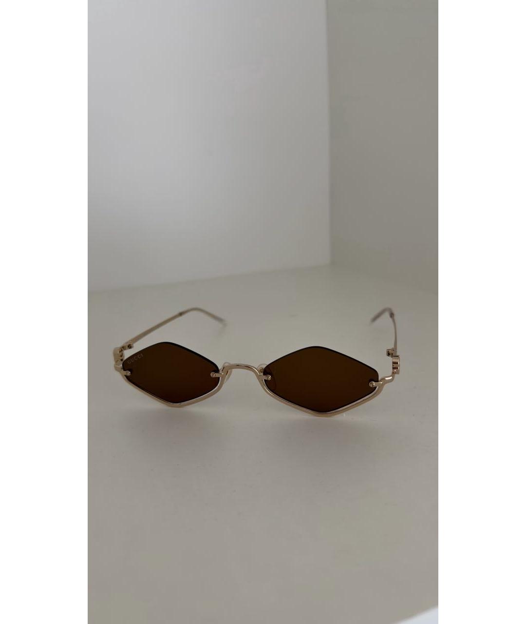 GUCCI Коричневые металлические солнцезащитные очки, фото 6