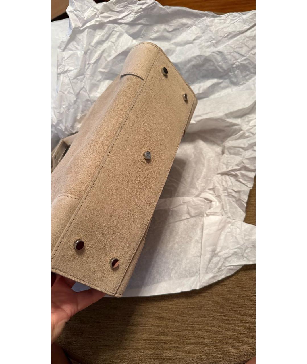 COS Бежевая замшевая сумка с короткими ручками, фото 5