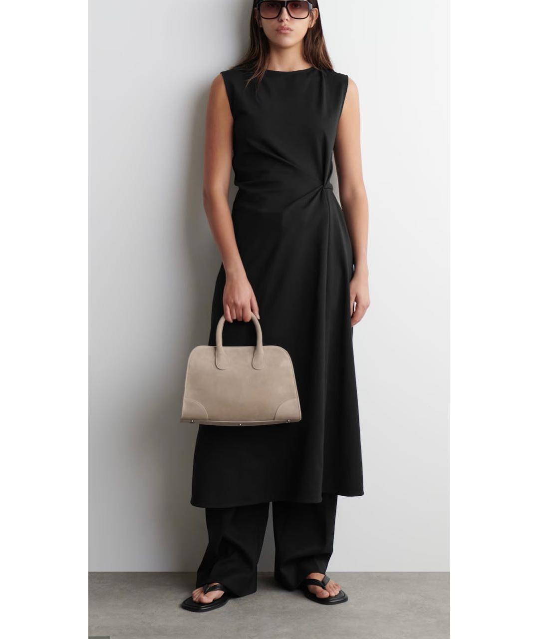 COS Бежевая замшевая сумка с короткими ручками, фото 3