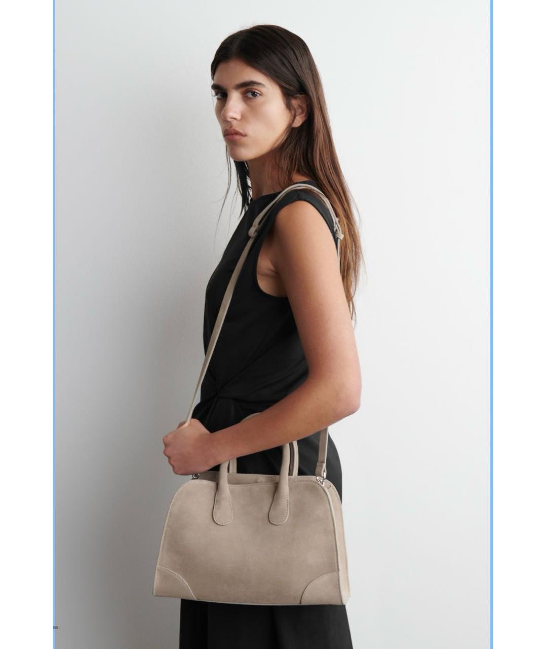 COS Бежевая замшевая сумка с короткими ручками, фото 2