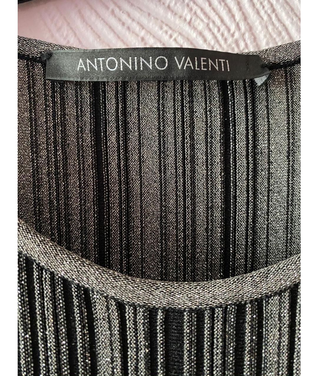 ANTONINO VALENTI Серебряное вискозное коктейльное платье, фото 5