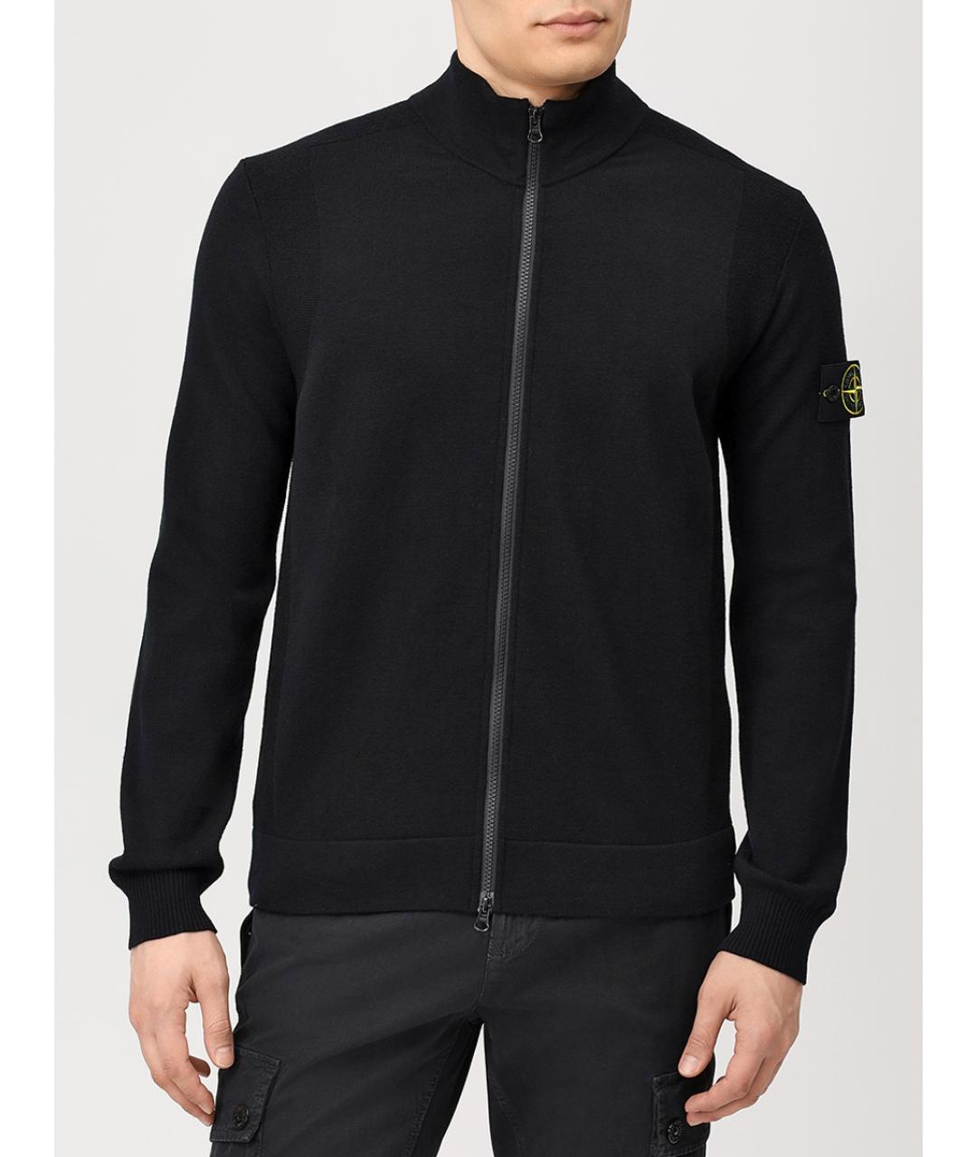 STONE ISLAND Черный шерстяной кардиган, фото 4