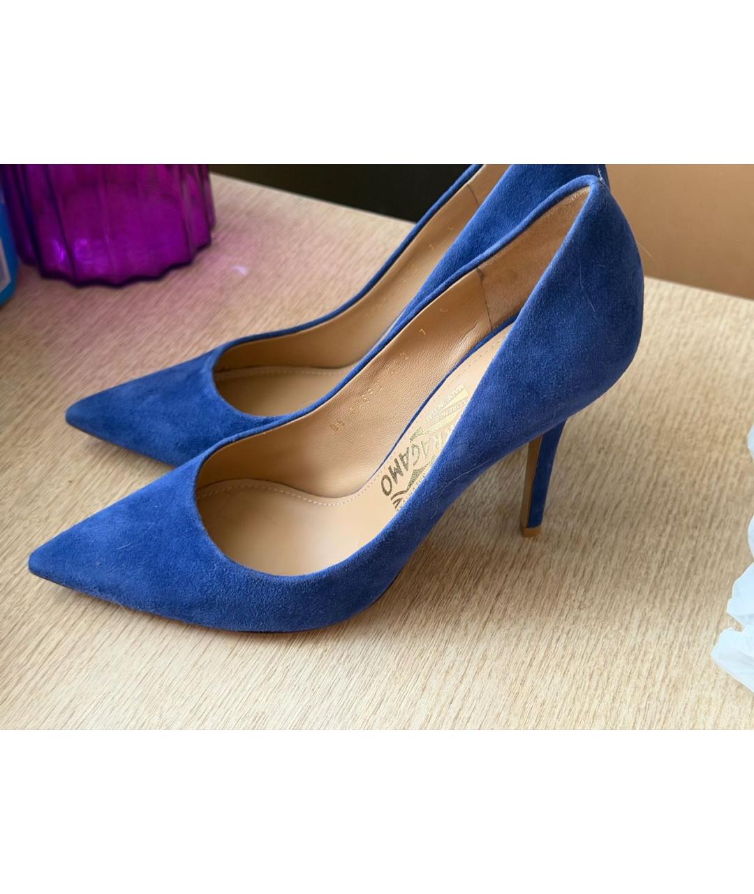 FERRAGAMO Синие замшевые туфли, фото 6