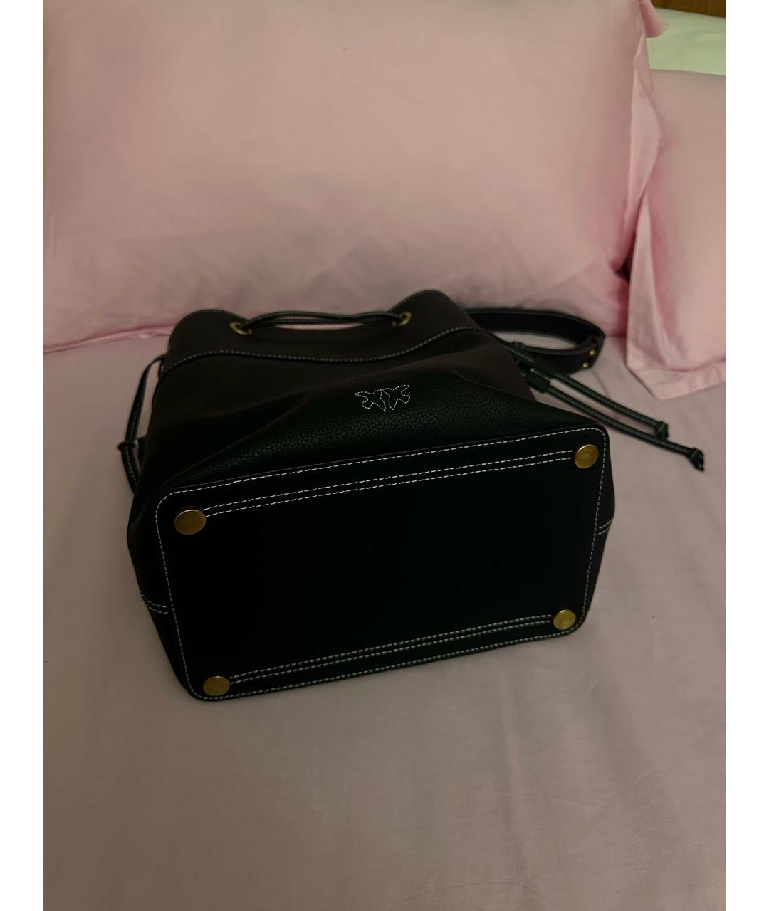 PINKO Черная кожаная сумка тоут, фото 8