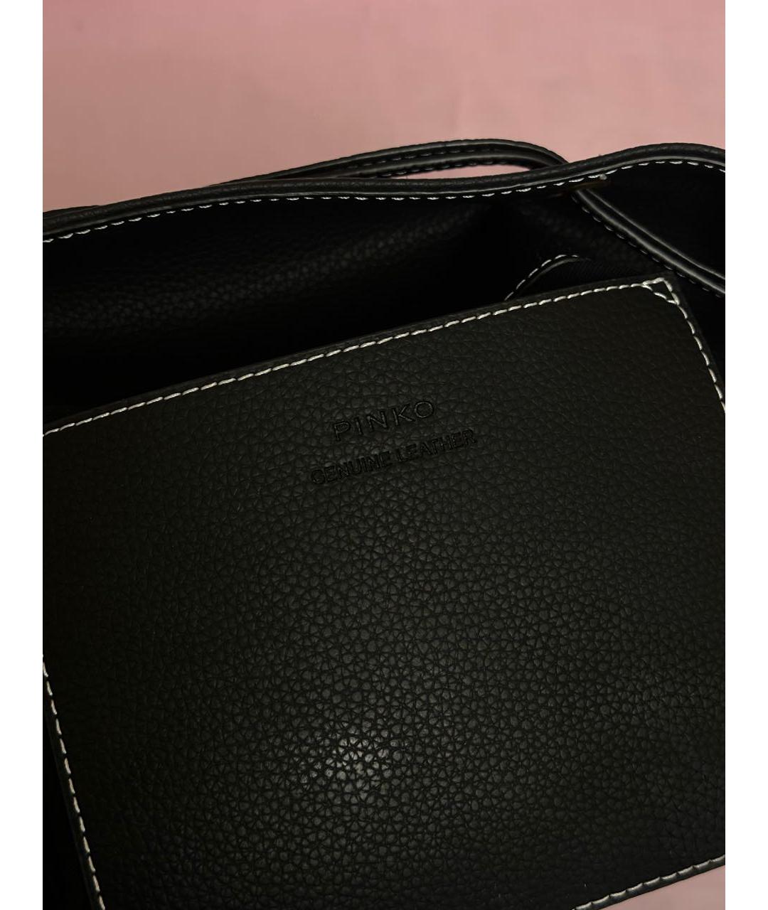 PINKO Черная кожаная сумка тоут, фото 6