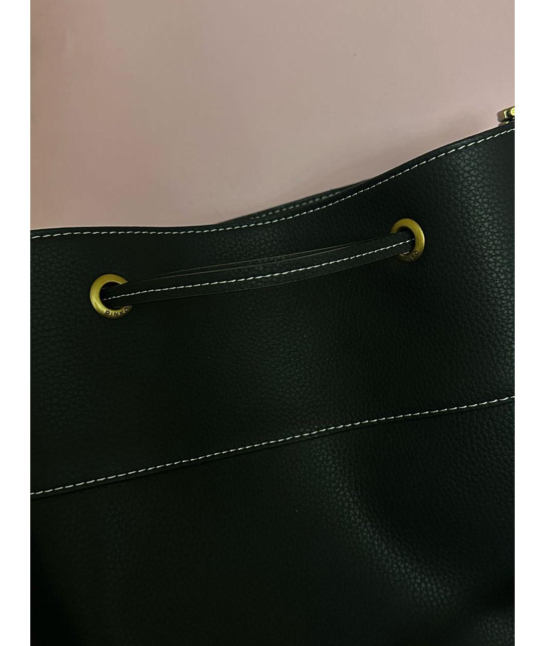 PINKO Черная кожаная сумка тоут, фото 7
