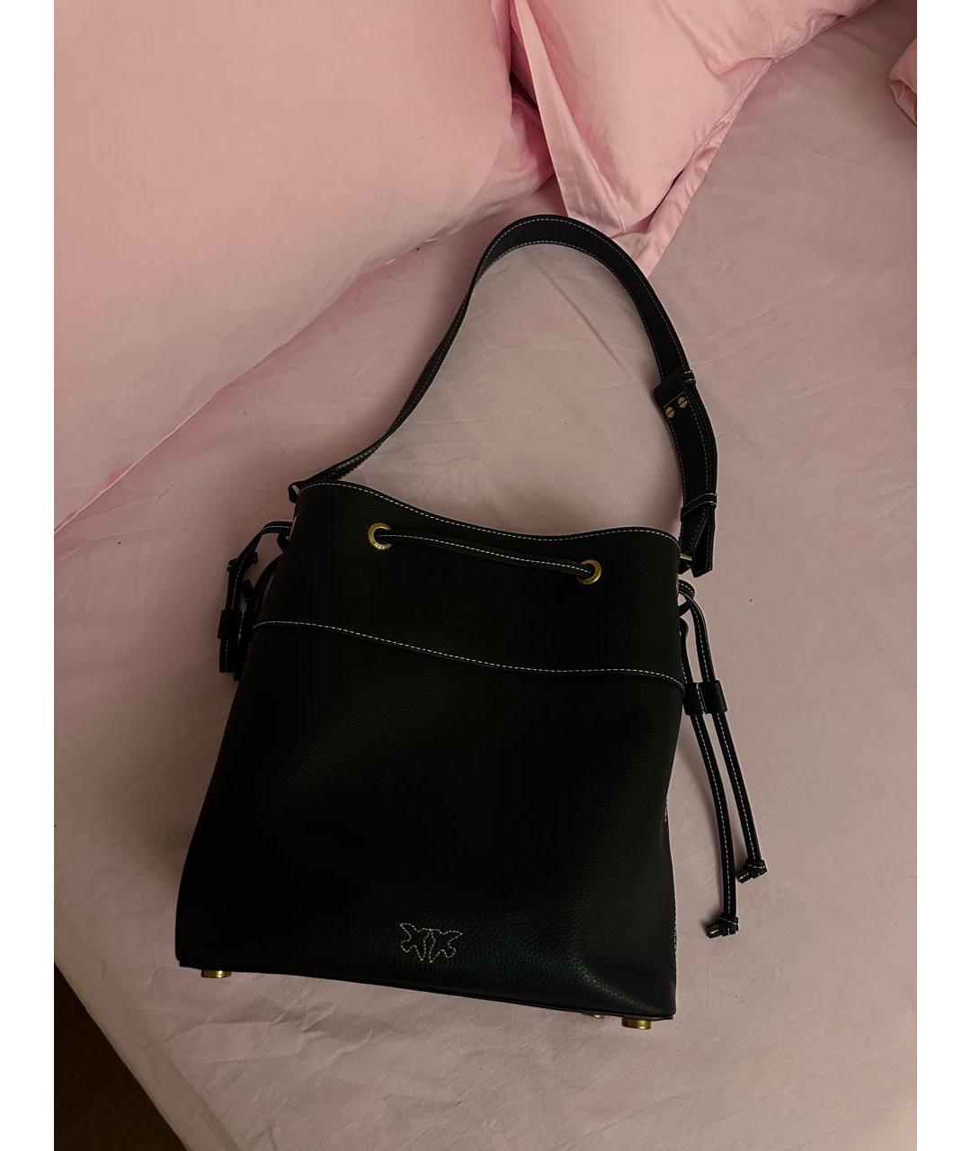 PINKO Черная кожаная сумка тоут, фото 2