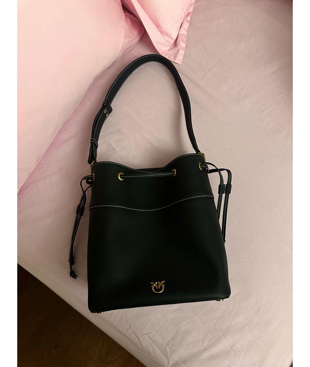 PINKO Черная кожаная сумка тоут, фото 9