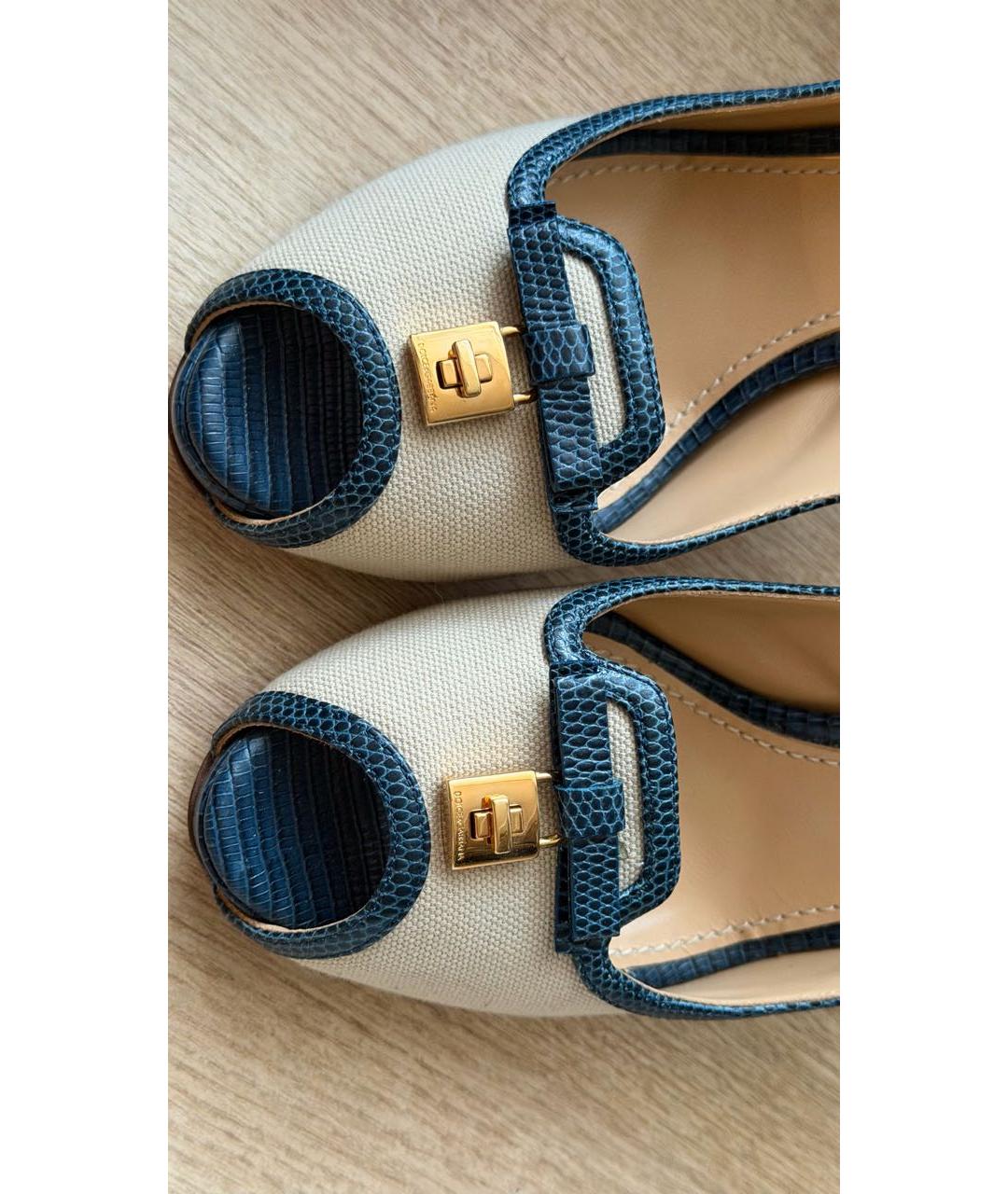 DOLCE&GABBANA Бежевые кожаные туфли, фото 5