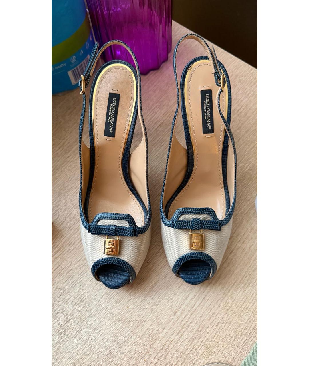 DOLCE&GABBANA Бежевые кожаные туфли, фото 4