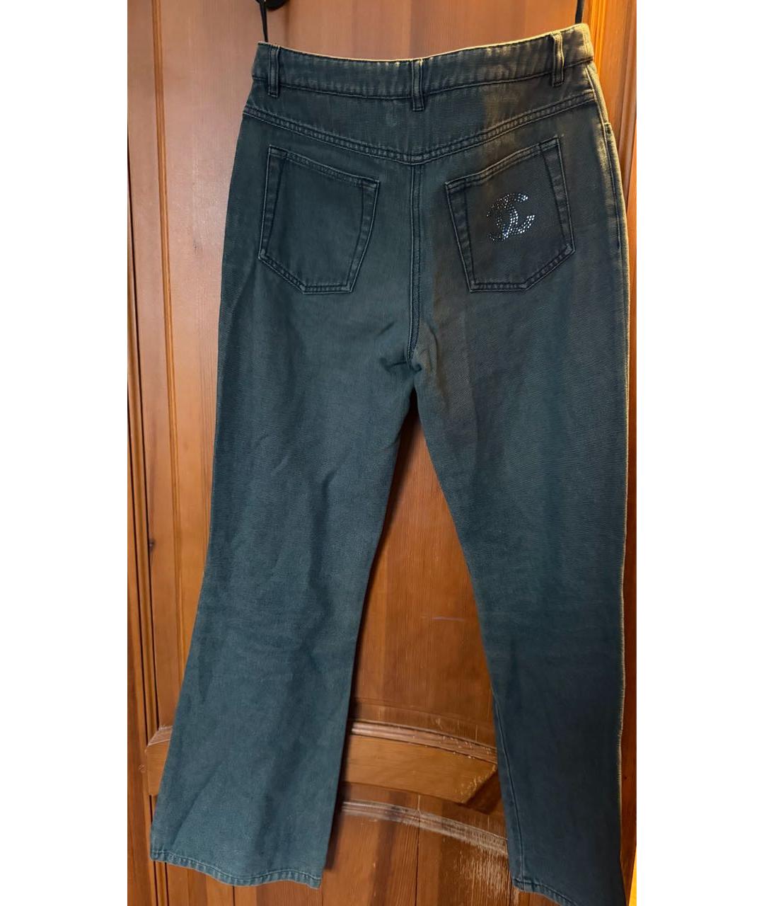 CHANEL Синие хлопковые джинсы клеш, фото 2