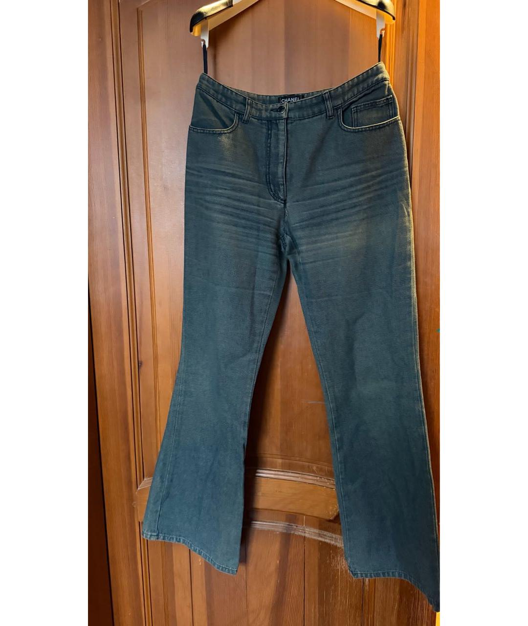 CHANEL Синие хлопковые джинсы клеш, фото 5