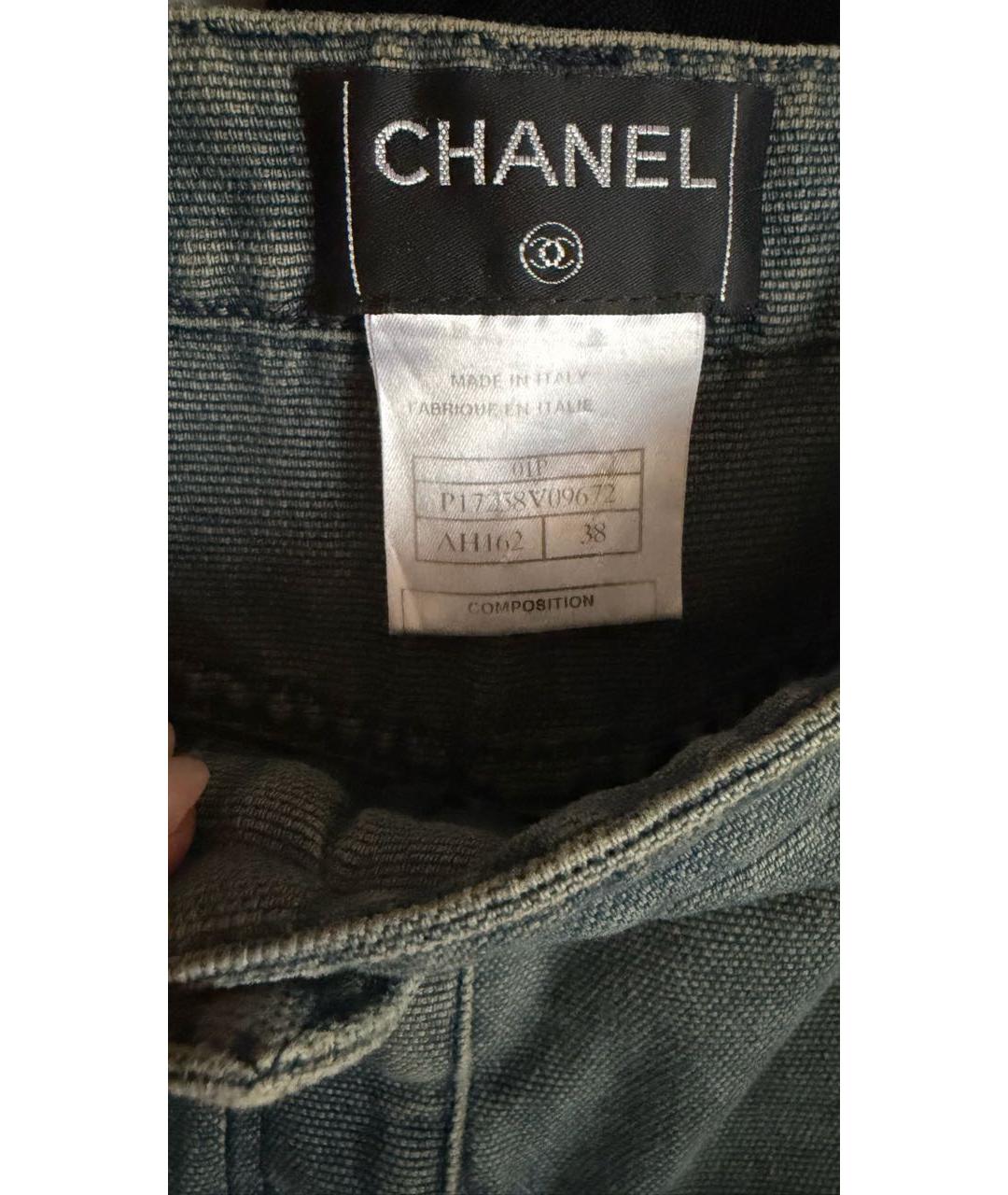 CHANEL Синие хлопковые джинсы клеш, фото 4