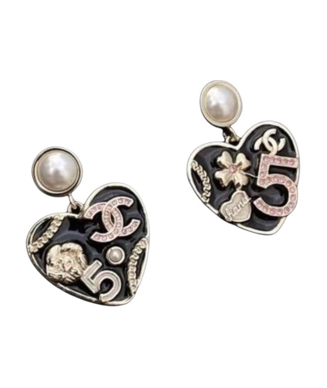 CHANEL Черные металлические серьги, фото 2