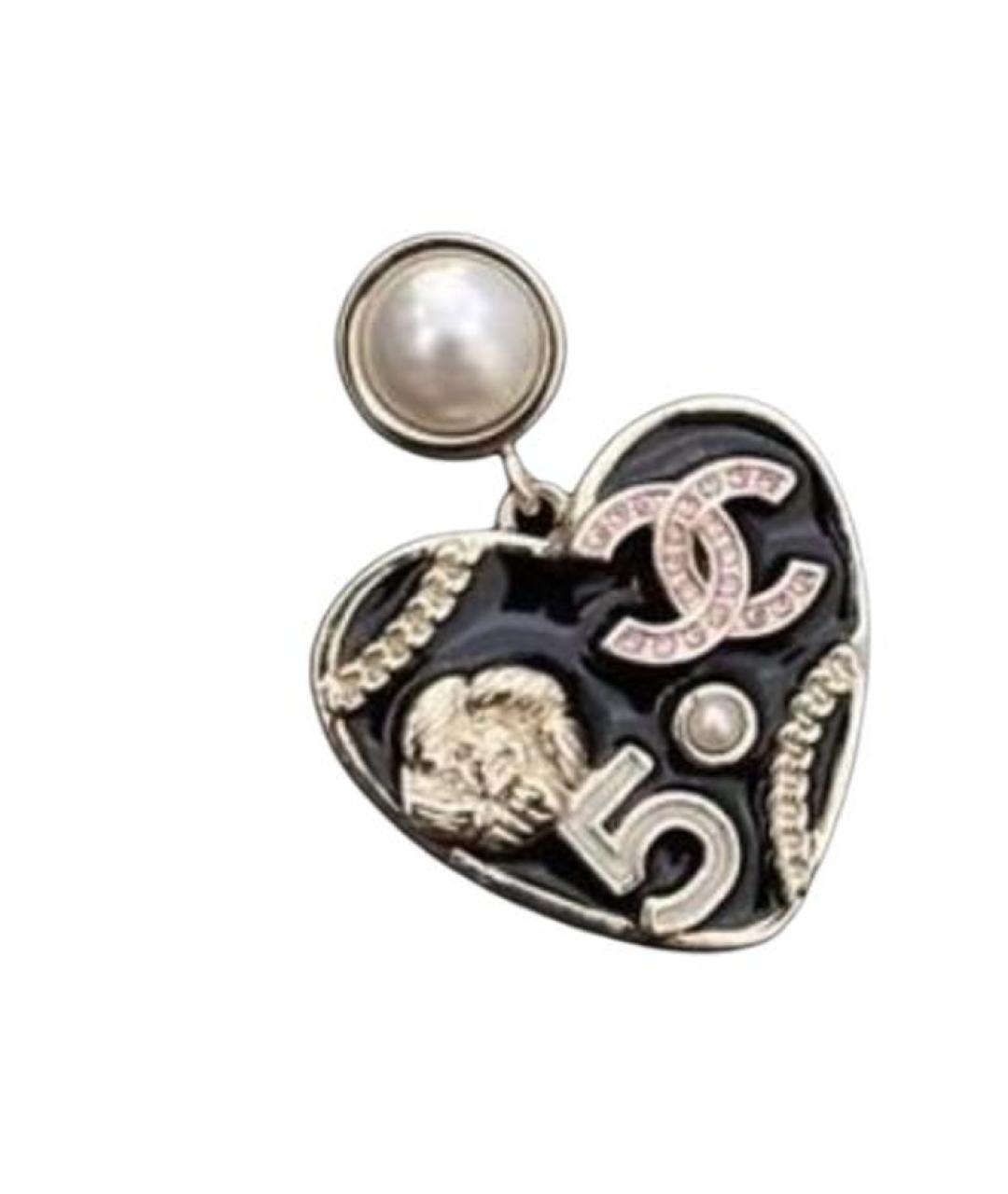 CHANEL Черные металлические серьги, фото 3