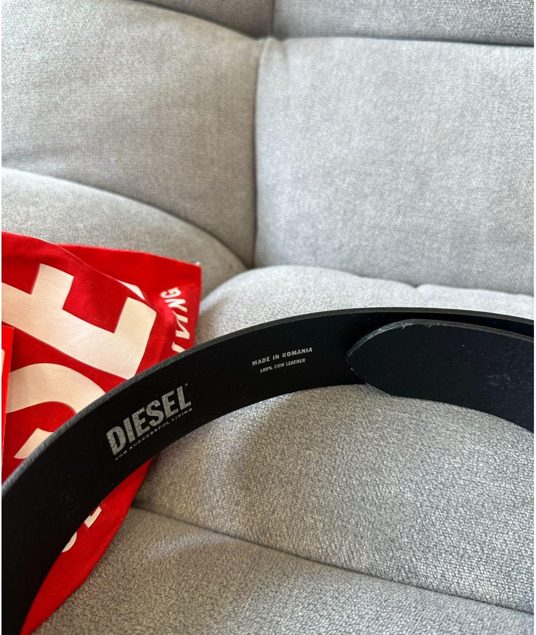 DIESEL Черный кожаный ремень, фото 3
