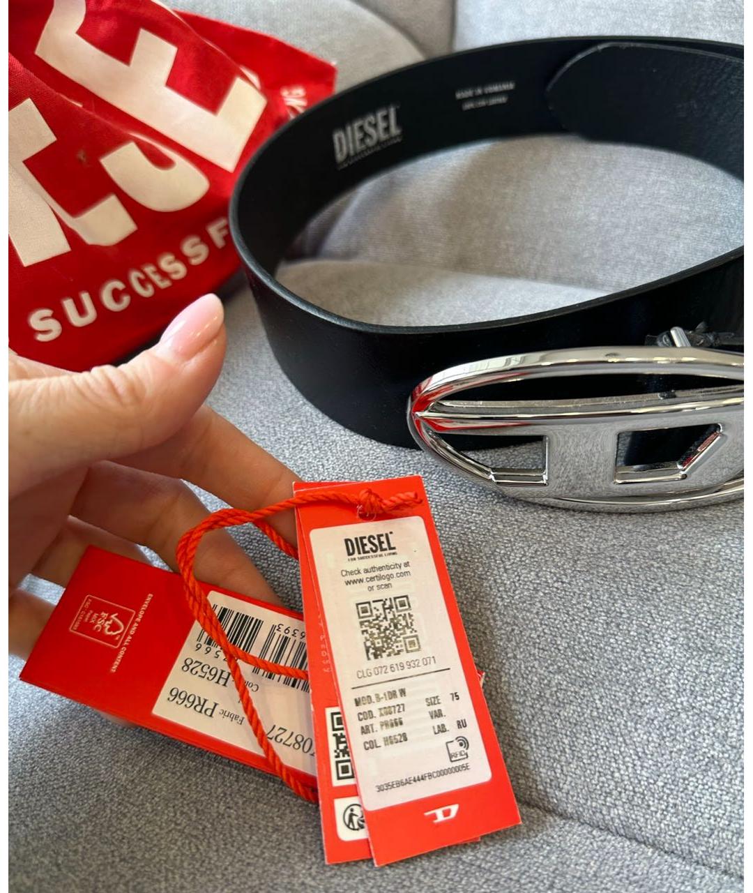 DIESEL Черный кожаный ремень, фото 4
