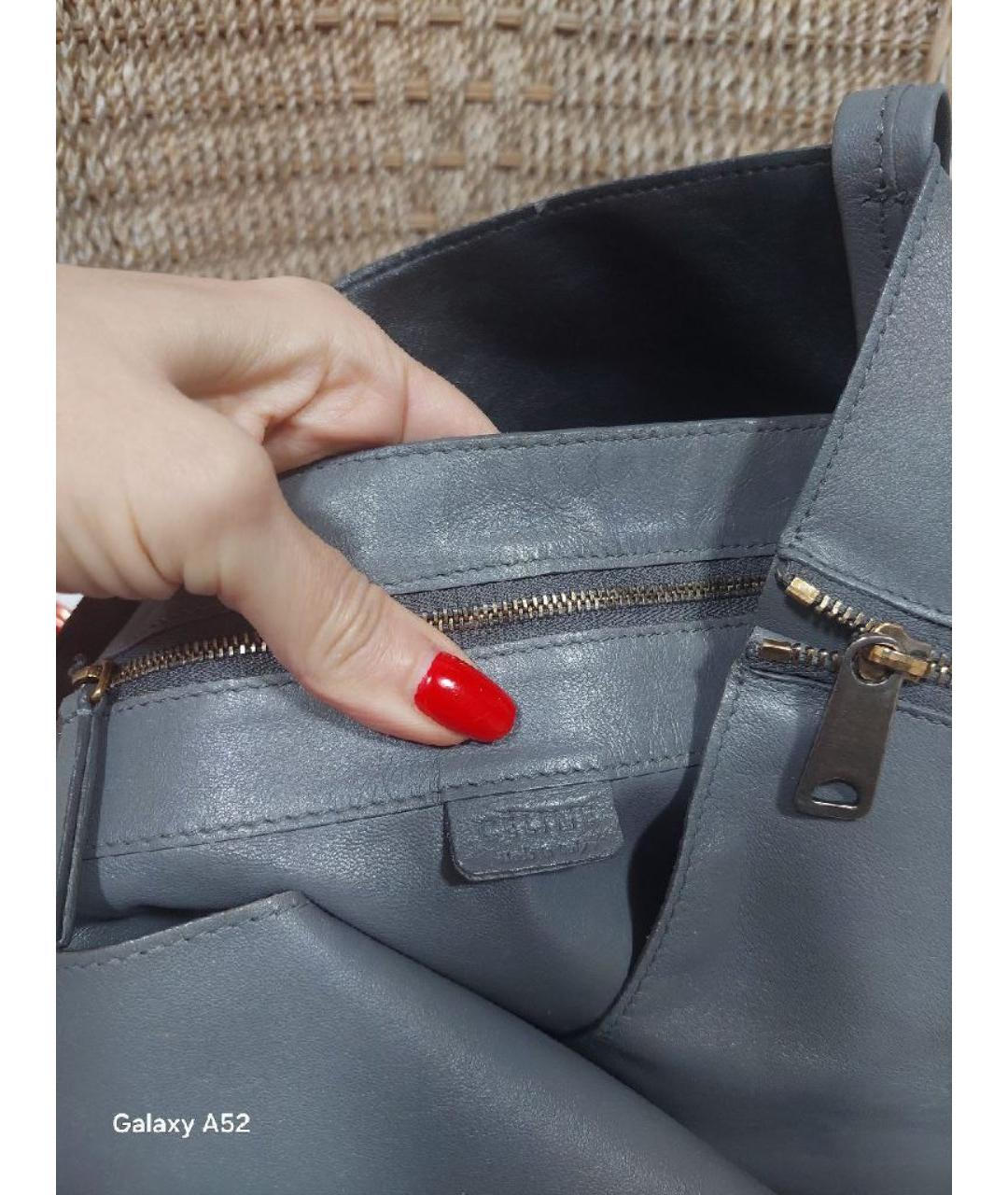 CELINE Серая кожаная сумка через плечо, фото 6