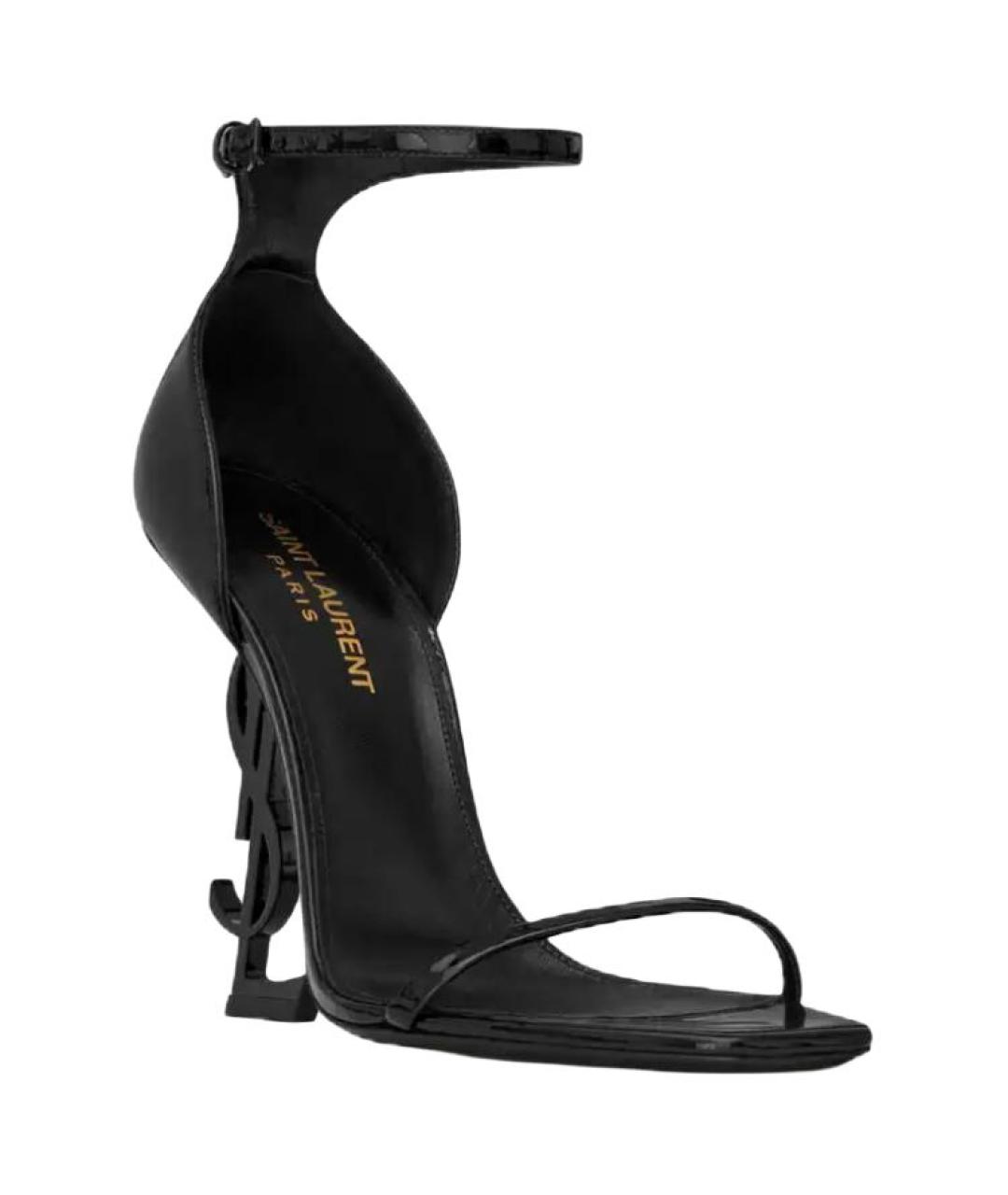 SAINT LAURENT Черные босоножки из лакированной кожи, фото 3