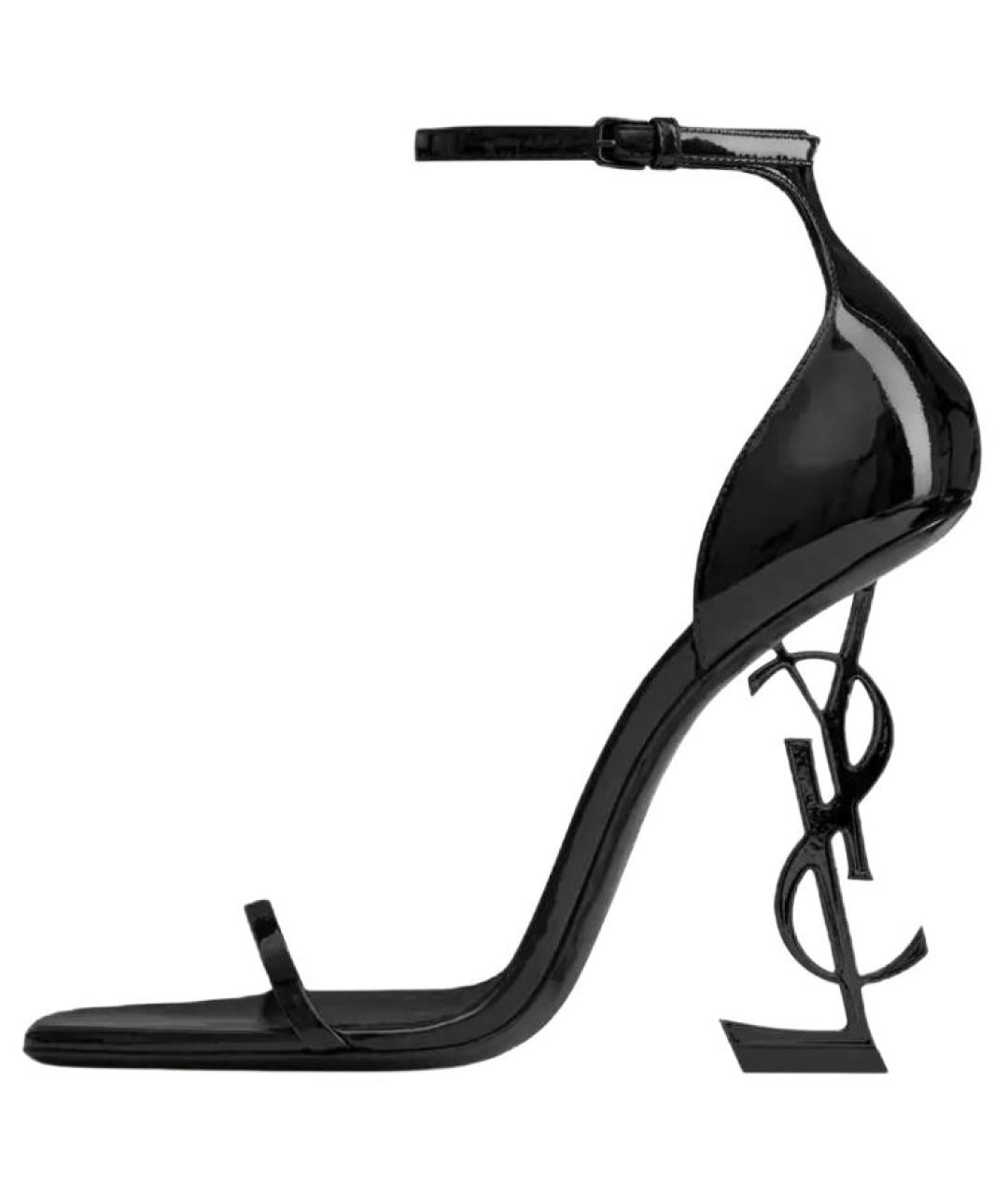 SAINT LAURENT Черные босоножки из лакированной кожи, фото 2