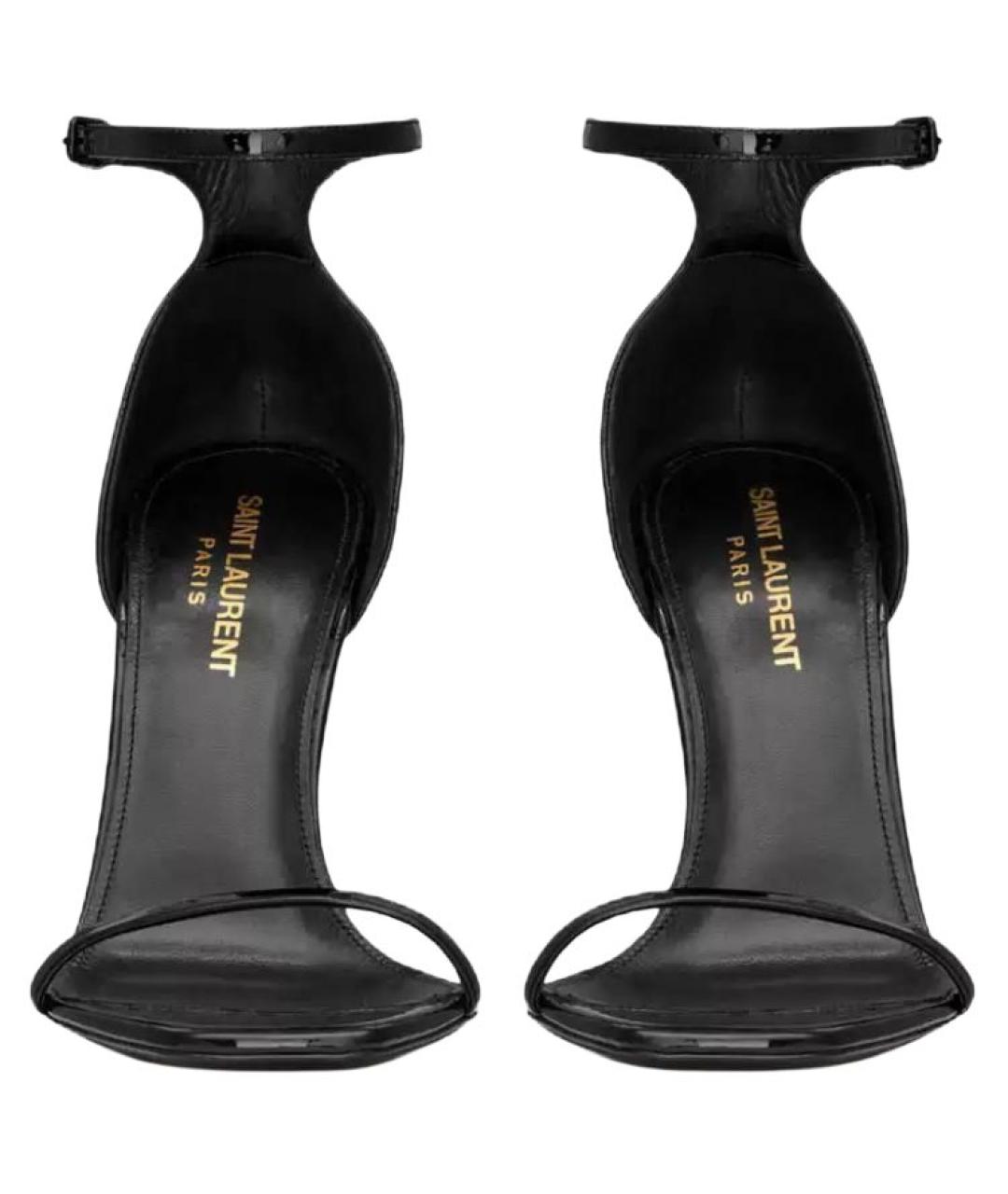 SAINT LAURENT Черные босоножки из лакированной кожи, фото 4