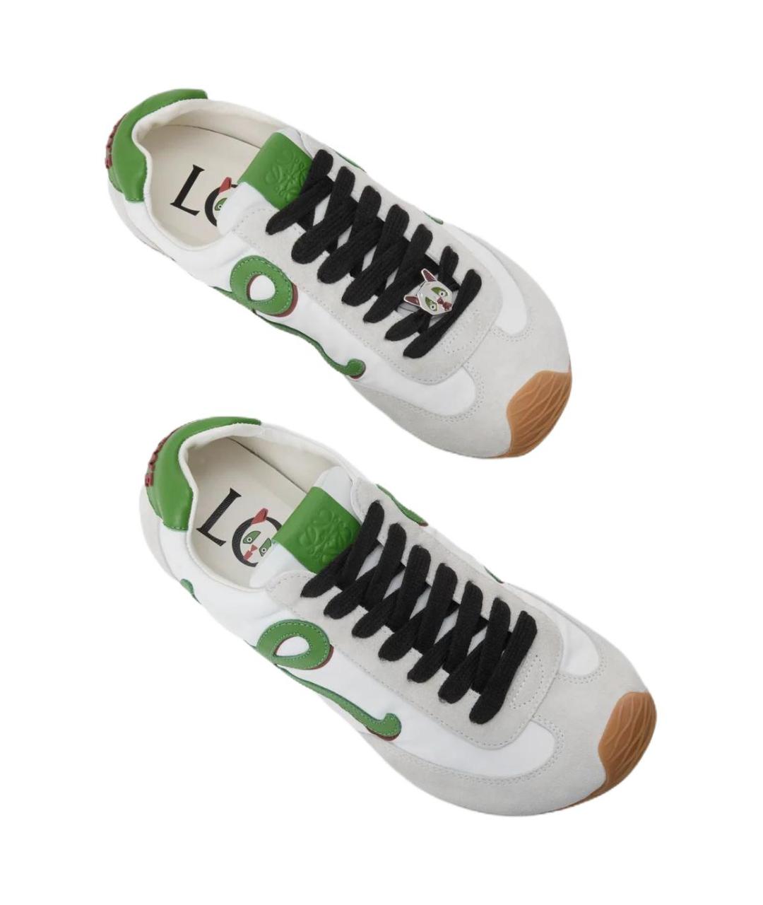 LOEWE Белые кожаные низкие кроссовки / кеды, фото 5