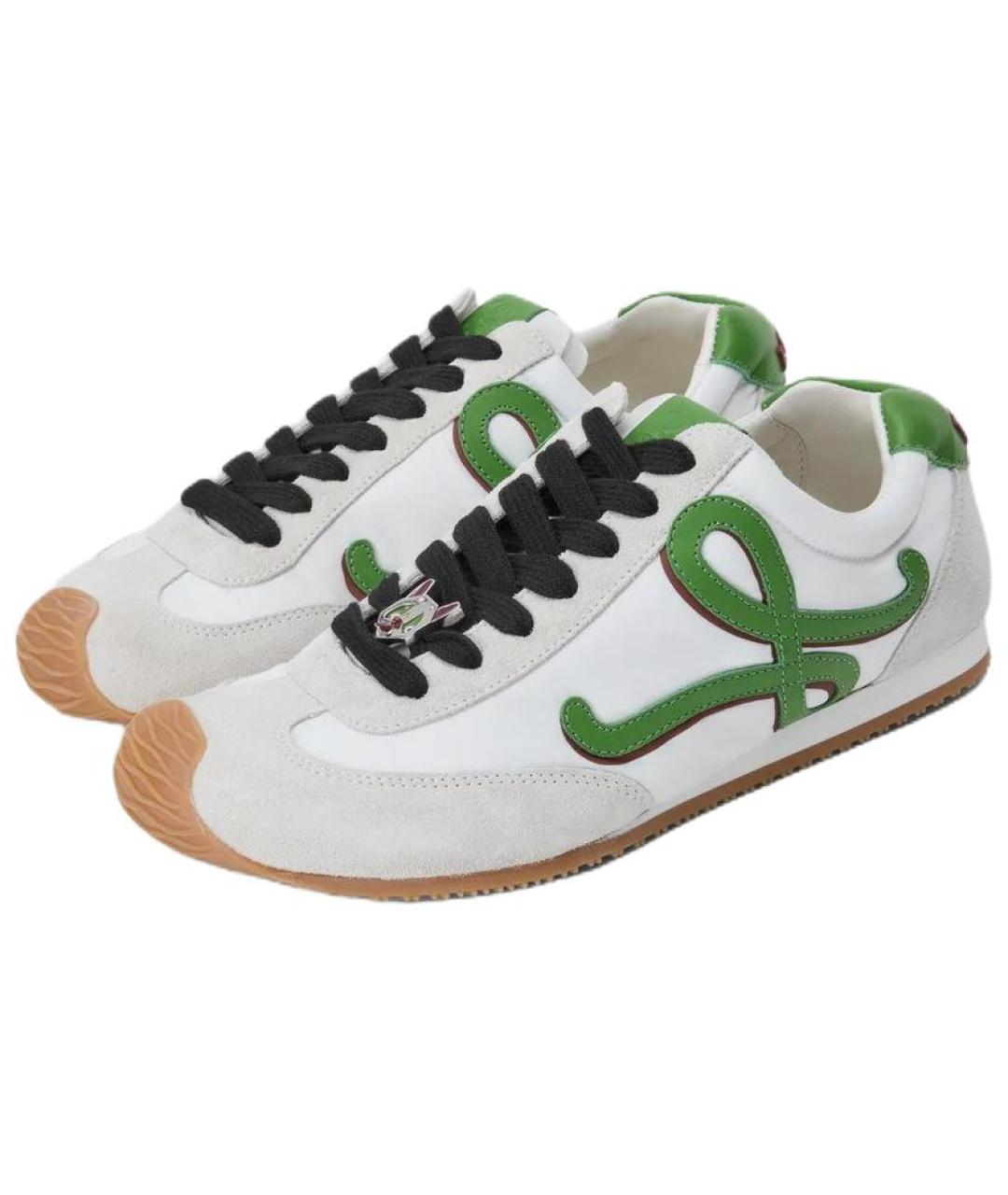 LOEWE Белые кожаные низкие кроссовки / кеды, фото 3