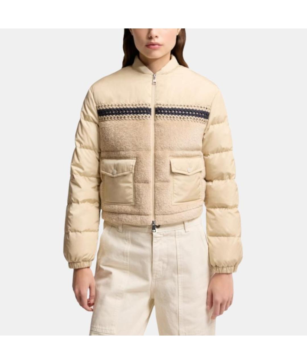 MONCLER Бежевый пуховик, фото 4
